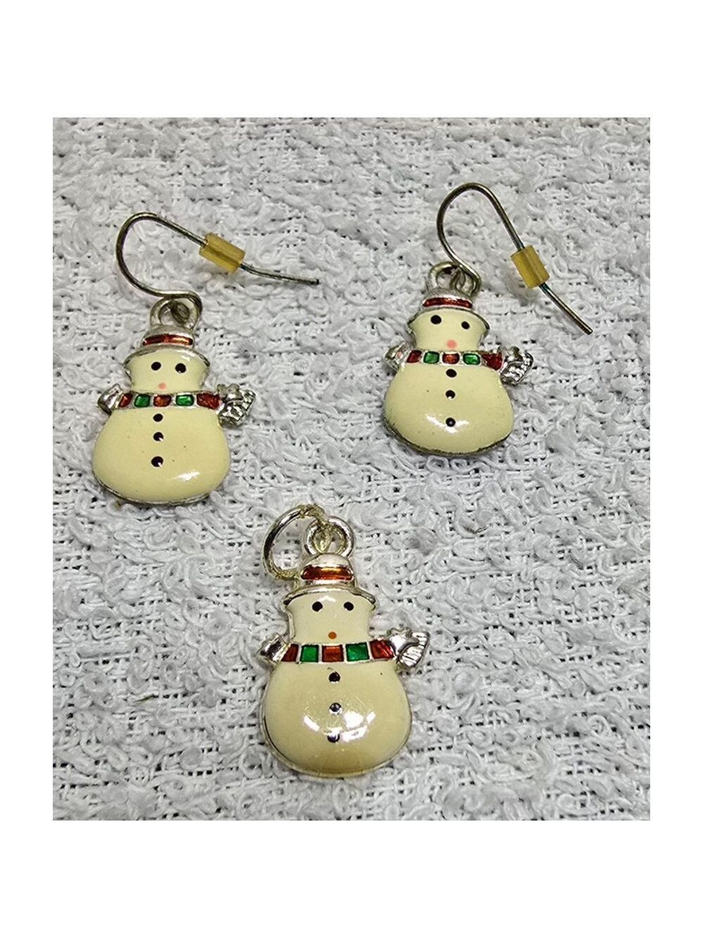 Women's Unbranded Snowman Christmas Earrings One Size Cream Red